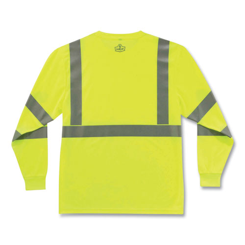 ergodyne® GloWear 8391 Class 3 Hi-Vis Long Sleeve Shirt, Polyester, Lime, Small, Ships in 1-3 Business Days