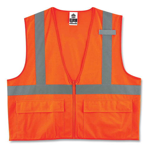 Ergodyne® Glowear 8225Z Class 2 Standard Solid Vest, Polyester, Orange, 4X-Large/5X-Large, Ships In 1-3 Business Days