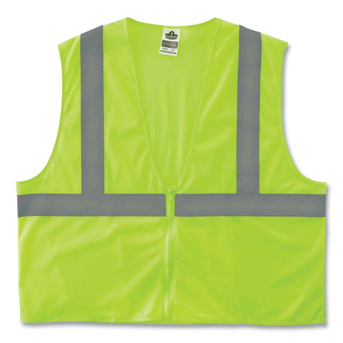Image of Ergodyne® Glowear 8205Z Class 2 Super Economy Mesh Vest, Polyester, Lime, Large/X-Large, Ships In 1-3 Business Days