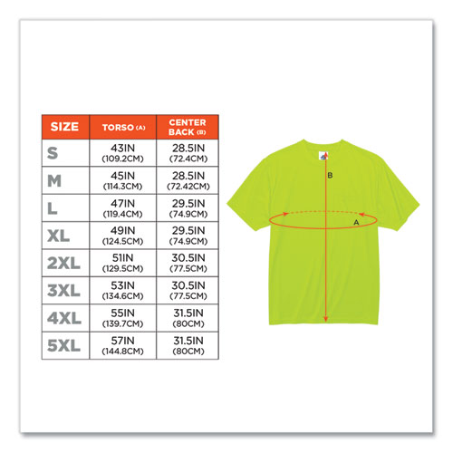 GloWear 8089 Non-Certified Hi-Vis T-Shirt, Polyester, 2X-Large, Lime, Ships in 1-3 Business Days