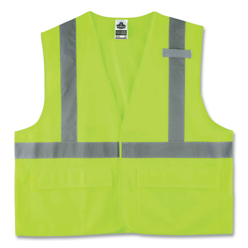 ergodyne® GloWear 8225HL Class 2 Standard Solid Hook and Loop Vest, Polyester, Lime, 2X-Large/3X-Large, Ships in 1-3 Business Days