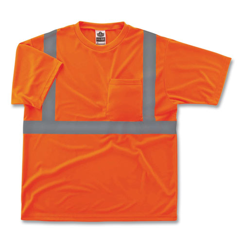 GloWear 8289 Class 2 Hi-Vis T-Shirt, Polyester, Orange, X-Small, Ships in 1-3 Business Days