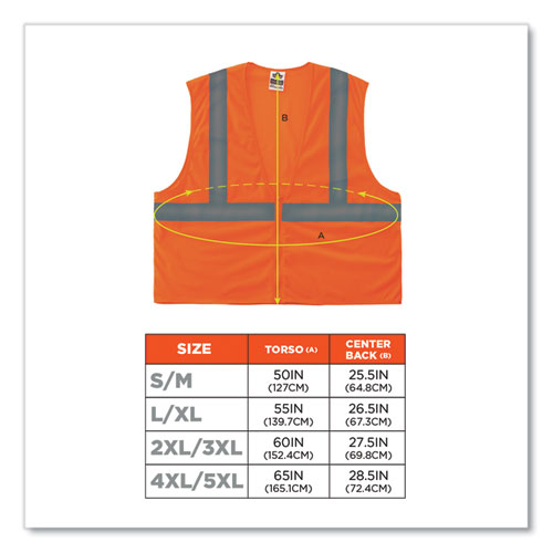 Image of Ergodyne® Glowear 8205Z Class 2 Super Economy Mesh Vest, Polyester, Orange, Large/X-Large, Ships In 1-3 Business Days