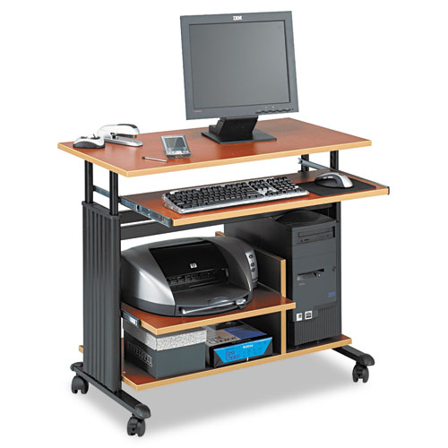 Image of Muv 28" Adjustable-Height Mini-Tower Computer Desk, 35.5" x 22" x 29" to 34", Cherry/Black