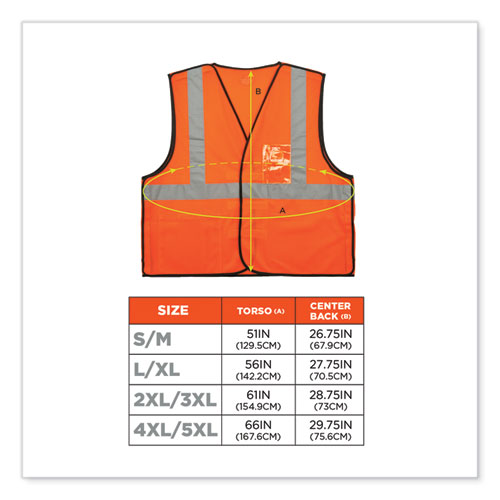 GloWear 8216BA Class 2 Breakaway Mesh ID Holder Vest, Polyester, Small/Medium, Orange, Ships in 1-3 Business Days