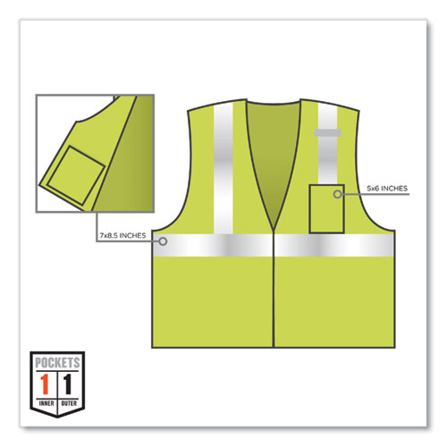 Image of Ergodyne® Glowear 8210Z Class 2 Economy Mesh Vest, Polyester, Lime, 4X-Large/5X-Large, Ships In 1-3 Business Days
