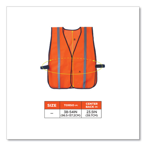 GloWear 8020HL Non-Certified Standard Vest, Polyester, One Size Fits Most, Orange, Ships in 1-3 Business Days