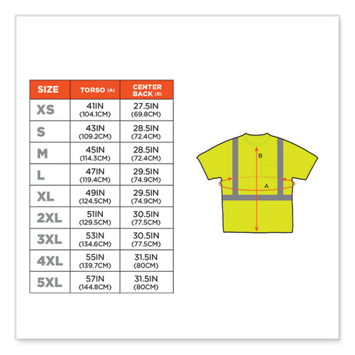 GloWear 8289 Class 2 Hi-Vis T-Shirt, Polyester, Lime, Small, Ships in 1-3 Business Days
