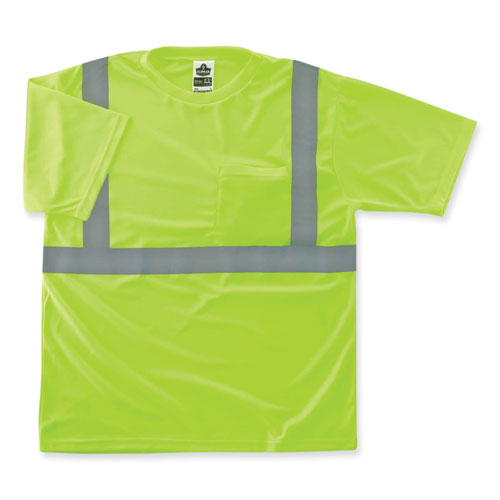 GloWear 8289 Class 2 Hi-Vis T-Shirt, Polyester, Lime, Medium, Ships in 1-3 Business Days