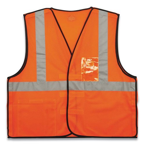 Image of Ergodyne® Glowear 8216Ba Class 2 Breakaway Mesh Id Holder Vest, Polyester, Large/X-Large, Orange, Ships In 1-3 Business Days