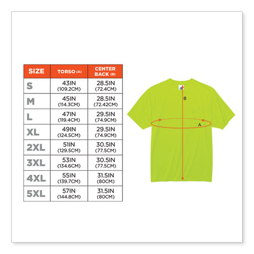 GloWear 8089 Non-Certified Hi-Vis T-Shirt, Polyester, 3X-Large, Lime, Ships in 1-3 Business Days