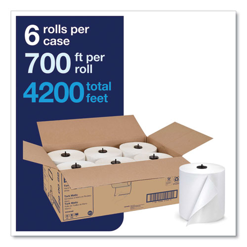 Image of Advanced Matic Hand Towel Roll, 1-Ply, 7.7" x 700 ft, White, 6 Rolls/Carton