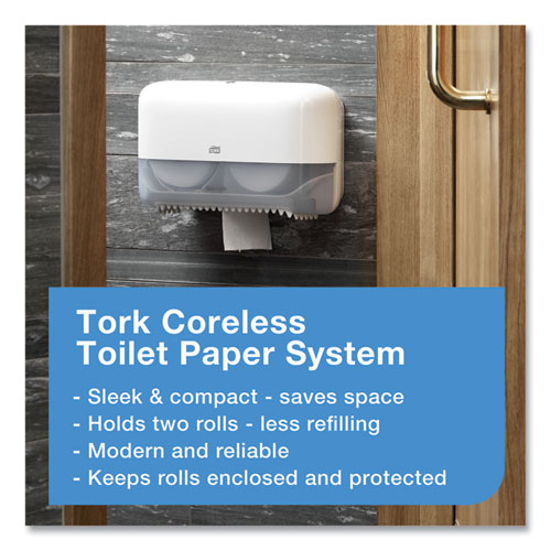 Image of Tork® Advanced High Capacity Bath Tissue, Septic Safe, 2-Ply, Coreless, White, 1,000 Sheets/Roll, 36 Rolls/Carton