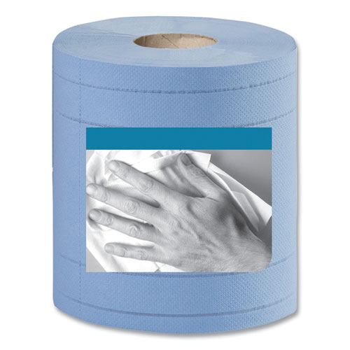 Industrial Paper Wiper, 4-Ply, 11 x 15.75, Blue, 375 Wipes/Roll, 2 Rolls/Carton