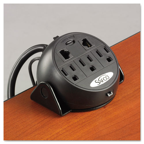 Safco® Power Module, 3 Outlets, 2 Rj-45 Ports, 8 Ft Cord, Black