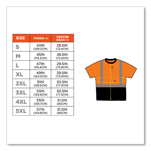 GloWear 8289BK Class 2 Hi-Vis T-Shirt with Black Bottom, 3X-Large, Orange, Ships in 1-3 Business Days