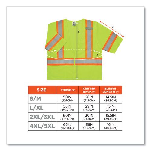 GloWear 8330Z Class 3 Two-Tone Zipper Vest, Polyester, Small/Medium, Lime