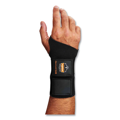 Image of Ergodyne® Proflex 675 Ambidextrous Double Strap Wrist Support, Large, Fits Left/Right Hand, Black, Ships In 1-3 Business Days