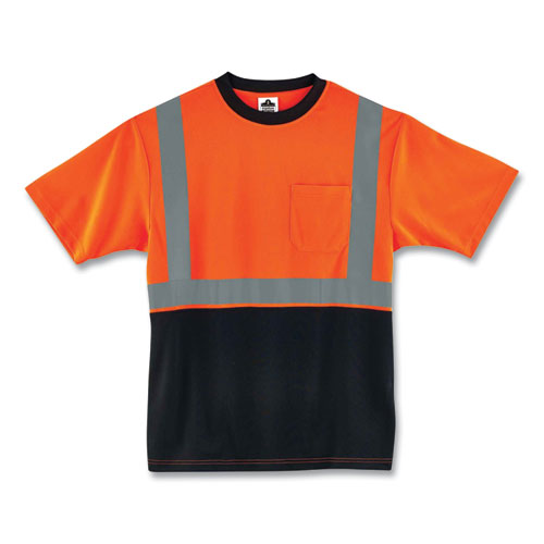 ergodyne® GloWear 8289BK Class 2 Hi-Vis T-Shirt with Black Bottom, Medium, Lime, Ships in 1-3 Business Days