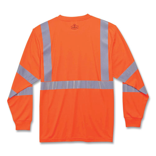 GloWear 8391 Class 3 Hi-Vis Long Sleeve Shirt, Polyester, Orange, 3X-Large, Ships in 1-3 Business Days