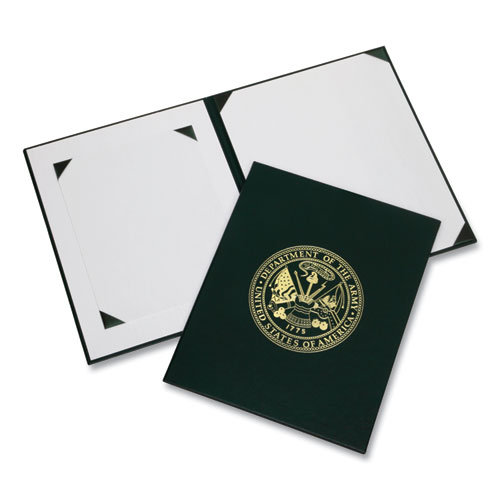 7510017011805 SKILCRAFT Awards Certificate Binder, Army Seal, 14.5 x 11.5, Green/Gold