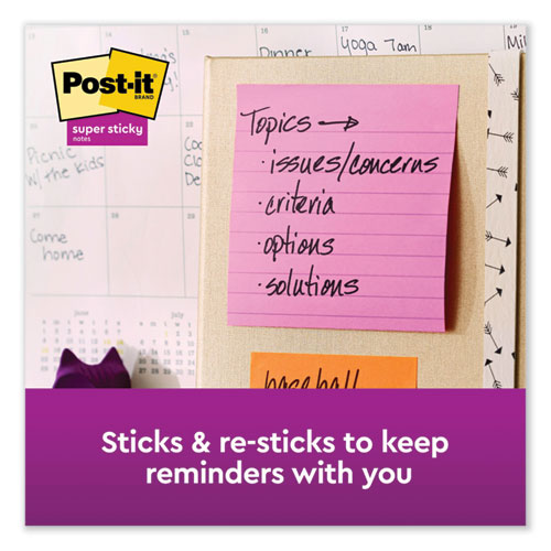 Image of Post-It® Pop-Up Notes Super Sticky Pop-Up Notes Refill, Note Ruled, 4" X 4", Neon Pink, 90 Sheets/Pad, 5 Pads/Pack