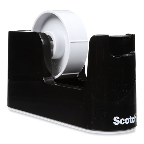 Image of Scotch® Heavy Duty Weighted Desktop Tape Dispenser With One Roll Of Tape, 3" Core, Abs, Black