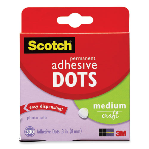 Image of Mounting Adhesive Dots, 0.3" dia, Transparent, 300/Pack