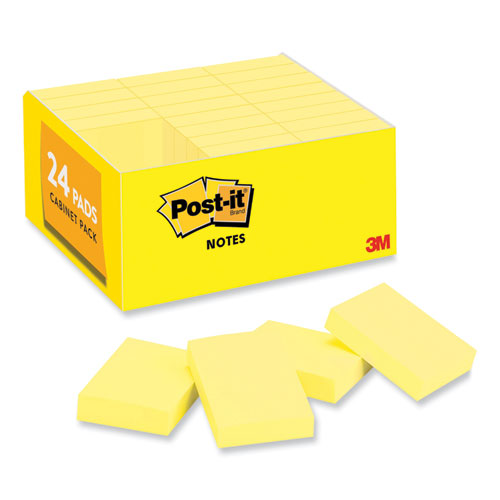 Post-It® Notes Original Pads In Canary Yellow, Value Pack, 1.38" X 1.88", 100 Sheets/Pad, 24 Pads/Pack