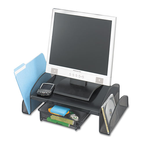 Safco® Onyx Mesh Monitor Stand, 19.25" x 11.25" x 6.25", Black