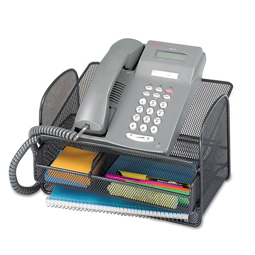 Image of Safco® Onyx Angled Mesh Steel Telephone Stand, 11.75 X 9.25 X 7, Black