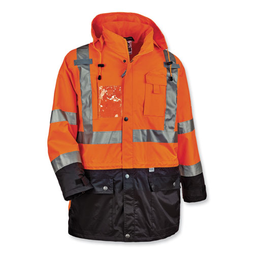 GloWear 8386 Class 3 Hi-Vis Outer Shell Jacket, Polyester, X-Large, Orange, Ships in 1-3 Business Days