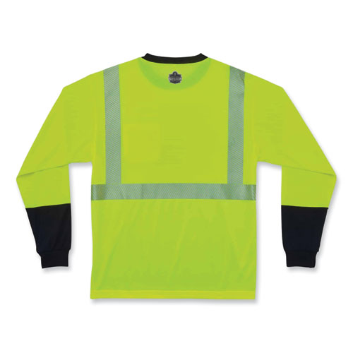 GloWear 8281BK Class 2 Long Sleeve Shirt with Black Bottom, Polyester, 2X-Large, Lime, Ships in 1-3 Business Days