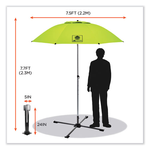 Shax 6199 Lightweight Work Umbrella Stand Kit, 7.5 ft dia x 92" Tall, Polyester/Steel, Lime, Ships in 1-3 Business Days