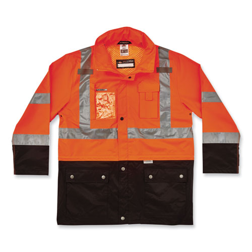 GloWear 8386 Class 3 Hi-Vis Outer Shell Jacket, Polyester, 3X-Large, Orange, Ships in 1-3 Business Days