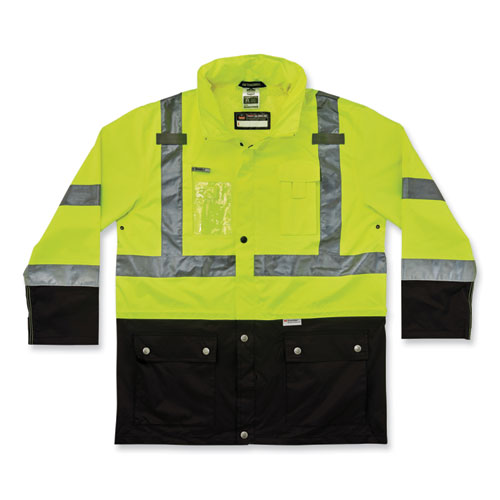 GloWear 8386 Class 3 Hi-Vis Outer Shell Jacket, Polyester, 2X-Large, Lime, Ships in 1-3 Business Days