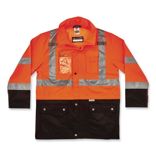 ergodyne® GloWear 8386 Class 3 Hi-Vis Outer Shell Jacket, Polyester, Small, Lime, Ships in 1-3 Business Days