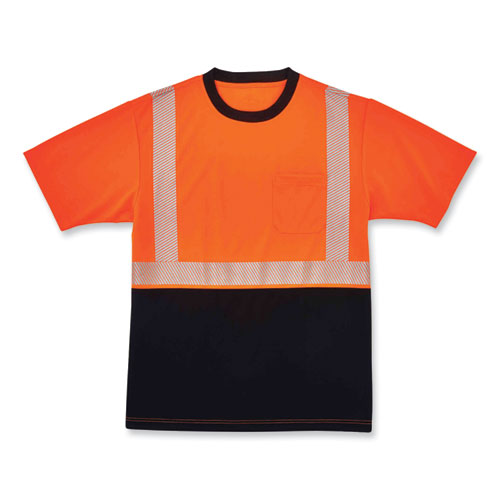 GloWear 8280BK Class 2 Performance T-Shirt with Black Bottom, Polyester, Small, Orange, Ships in 1-3 Business Days