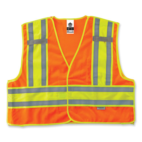 GloWear 8245PSV Class 2 Public Safety Vest, Polyester, Small/Medium, Orange, Ships in 1-3 Business Days