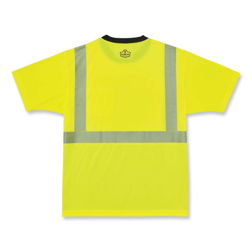 GloWear 8280BK Class 2 Performance T-Shirt with Black Bottom, Polyester, Medium, Lime, Ships in 1-3 Business Days