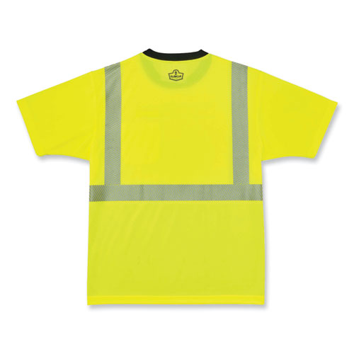 GloWear 8280BK Class 2 Performance T-Shirt with Black Bottom, Polyester, X-Large, Lime, Ships in 1-3 Business Days