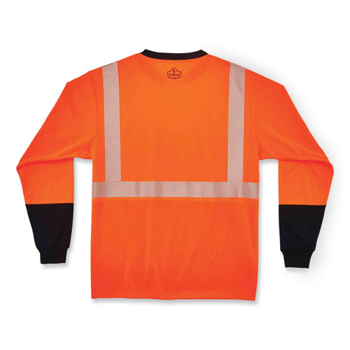 GloWear 8281BK Class 2 Long Sleeve Shirt with Black Bottom, Polyester, X-Large, Orange, Ships in 1-3 Business Days