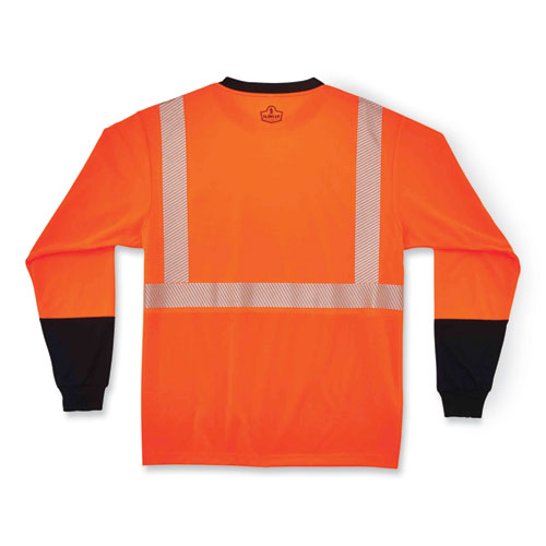 GloWear 8281BK Class 2 Long Sleeve Shirt with Black Bottom, Polyester, 4X-Large, Orange, Ships in 1-3 Business Days