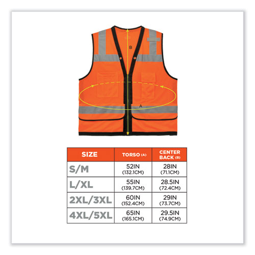 GloWear 8253HDZ Class 2 Heavy-Duty Mesh Surveyors Vest, Polyester, 4X-Large/5X-Large, Orange, Ships in 1-3 Business Days