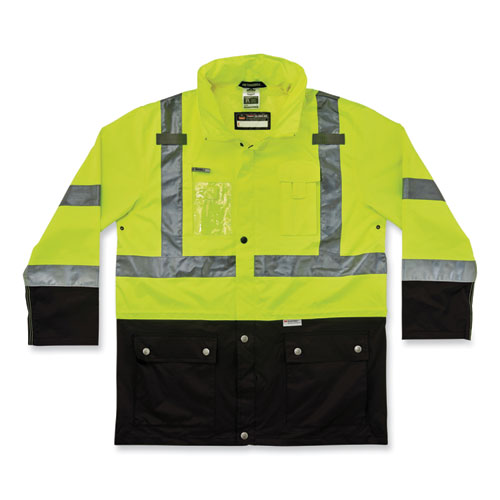 GloWear 8386 Class 3 Hi-Vis Outer Shell Jacket, Polyester, 4X-Large, Lime, Ships in 1-3 Business Days