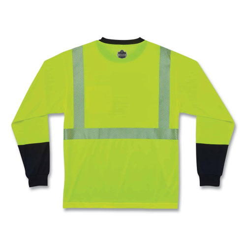 GloWear 8281BK Class 2 Long Sleeve Shirt with Black Bottom, Polyester, Medium, Lime, Ships in 1-3 Business Days
