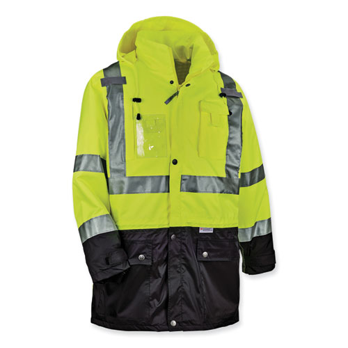 GloWear 8386 Class 3 Hi-Vis Outer Shell Jacket, Polyester, 3X-Large, Lime, Ships in 1-3 Business Days