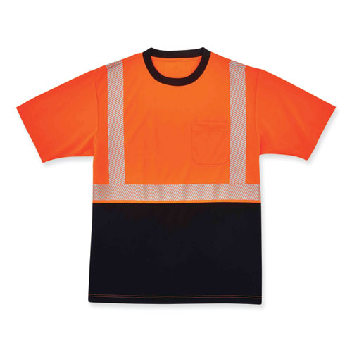GloWear 8280BK Class 2 Performance T-Shirt with Black Bottom, Polyester, X-Large, Orange, Ships in 1-3 Business Days