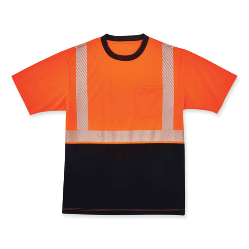 GloWear 8280BK Class 2 Performance T-Shirt with Black Bottom, Polyester, Large, Orange, Ships in 1-3 Business Days