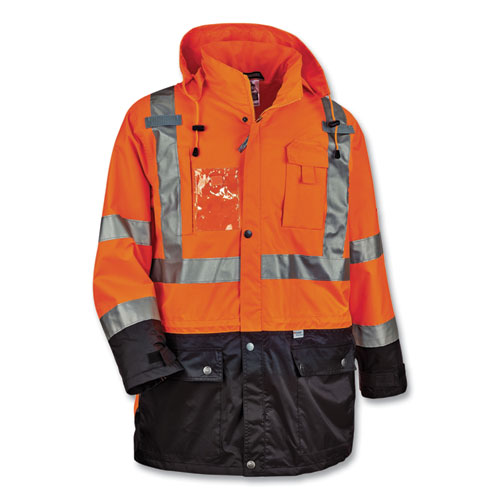 GloWear 8386 Class 3 Hi-Vis Outer Shell Jacket, Polyester, 3X-Large, Orange